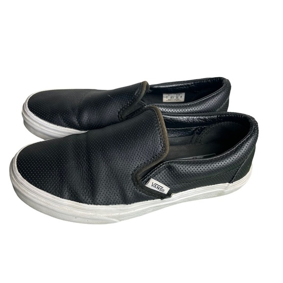 Vans Perf Black Leather Slip On Perforated  Unisex Shoes US Men 5 US Woman 6.5 - Picture 15 of 15